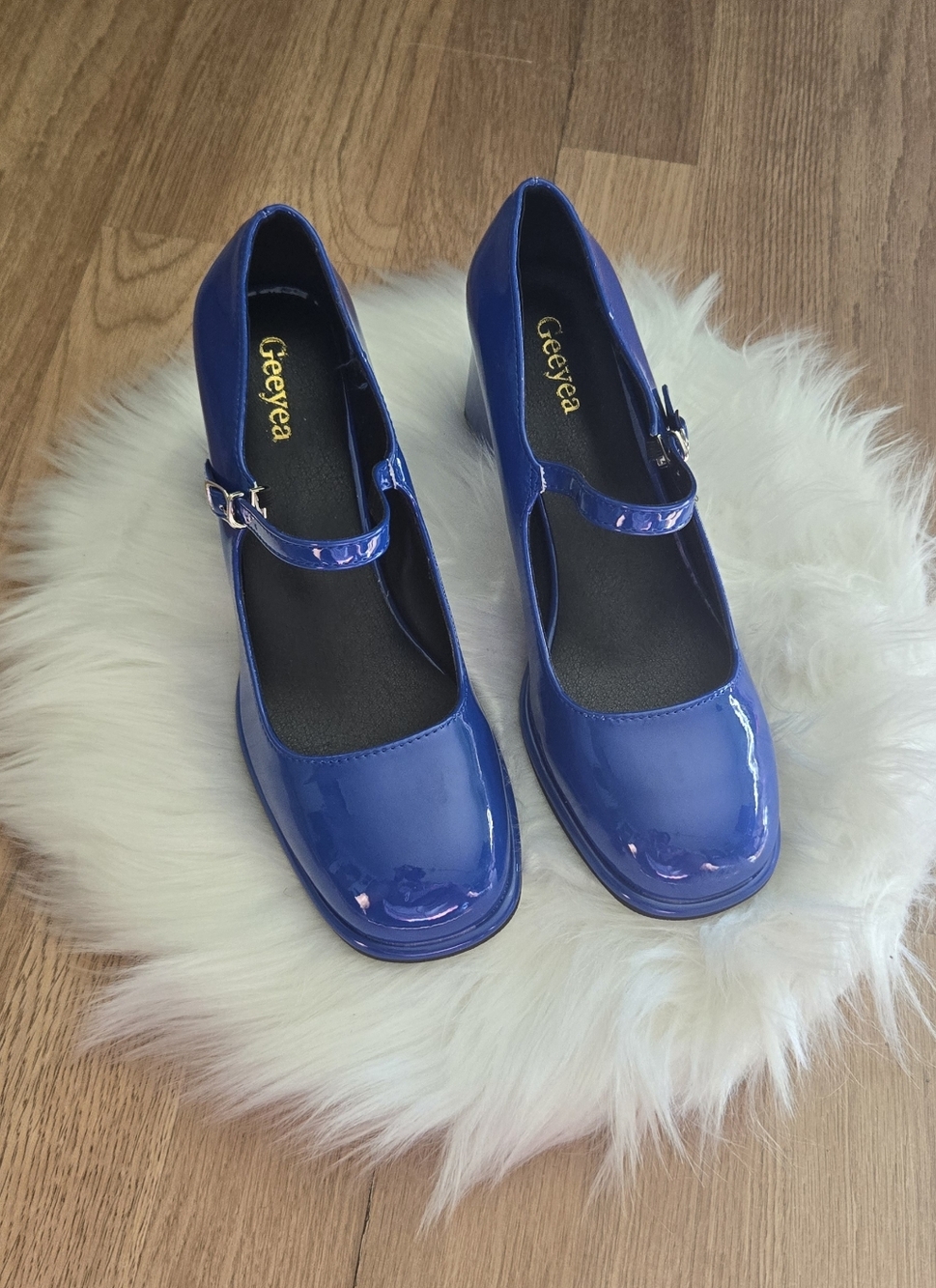 Patent Leather Mary Jane Heels in Royal Blue